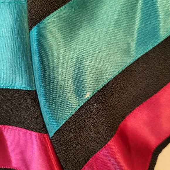 VTG Maggy London Evening Party Dress Sz 14 Long Maxi 90s Colorful Satin Stripes - Picture 14 of 15